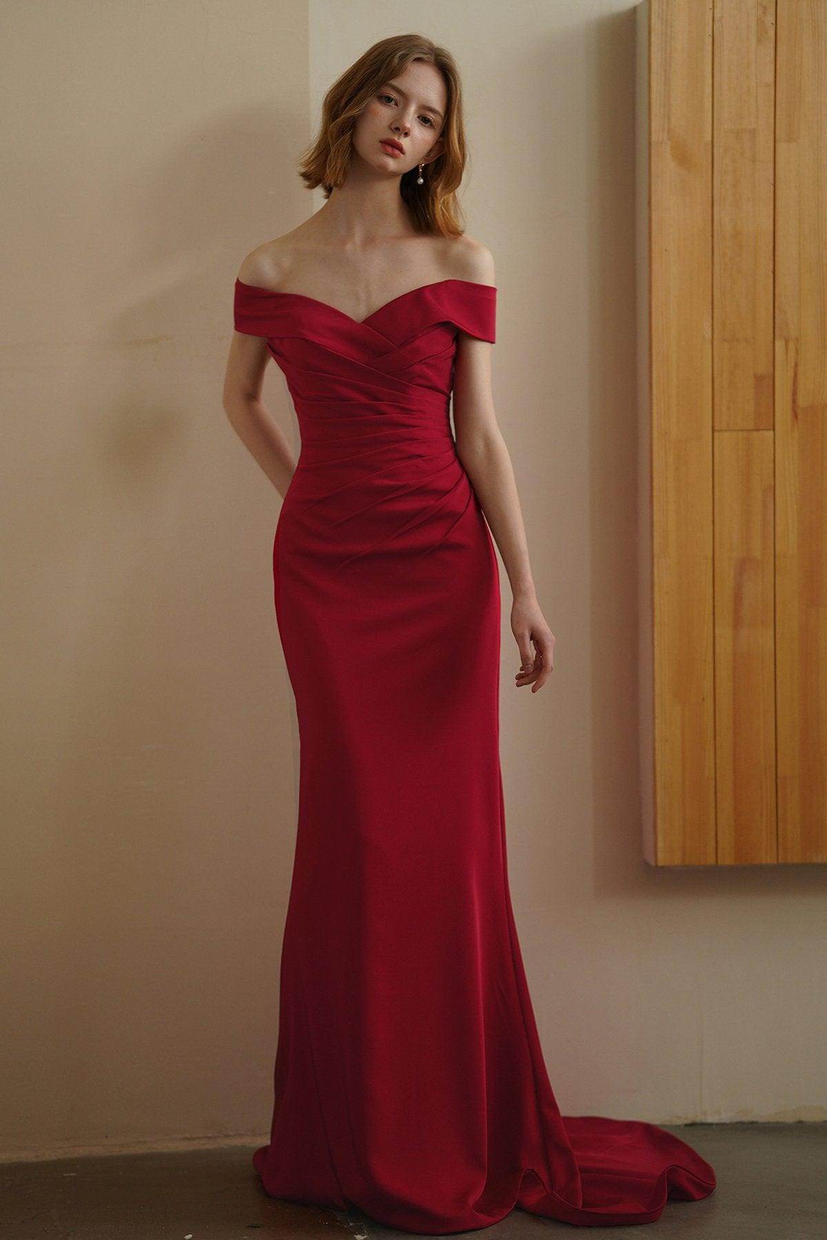 Trumpet-Mermaid Sweep-Brush Train Satin Wedding Dress CW3072 - COCOMELODY